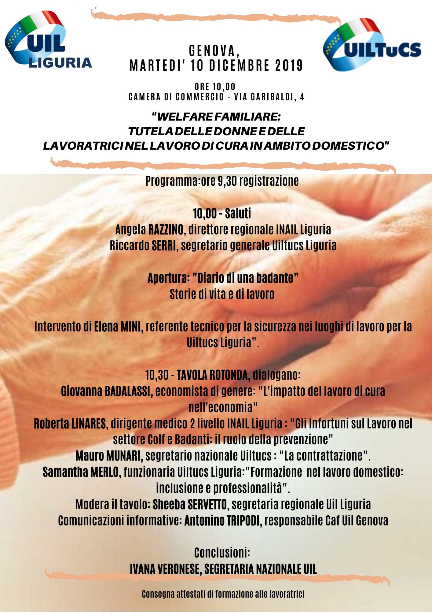 Invito stampa Welfare familiare: tutela delle donne e delle lavoratrici nel lavoro di cura in ambito domestico”.