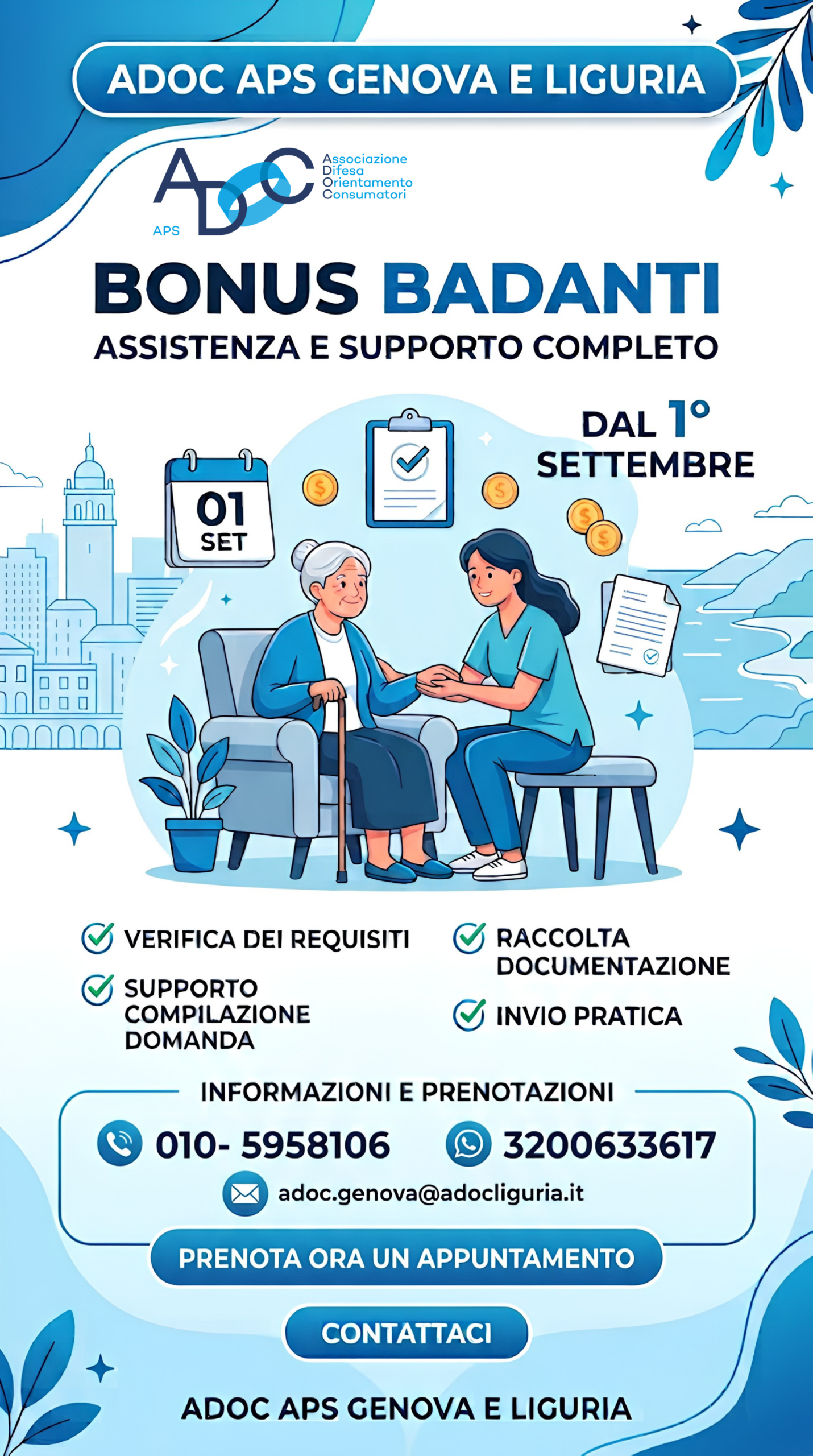 Bonus Badanti: apre lo sportello Adoc